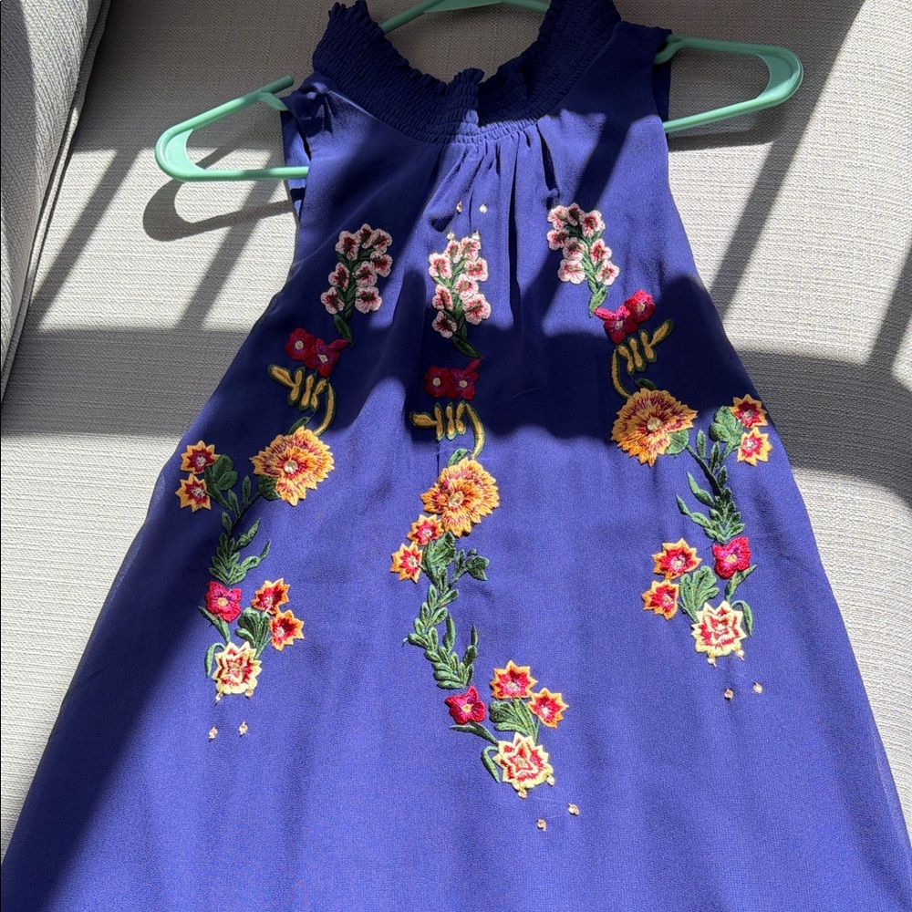 Desigual Dress with Floral Embroidery - Purple and Red